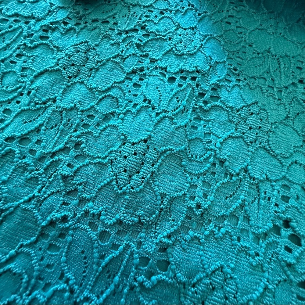 White House Black Market Teal Lace Tank Top Small Sleeveless Floral Stretch - Picture 8 of 9